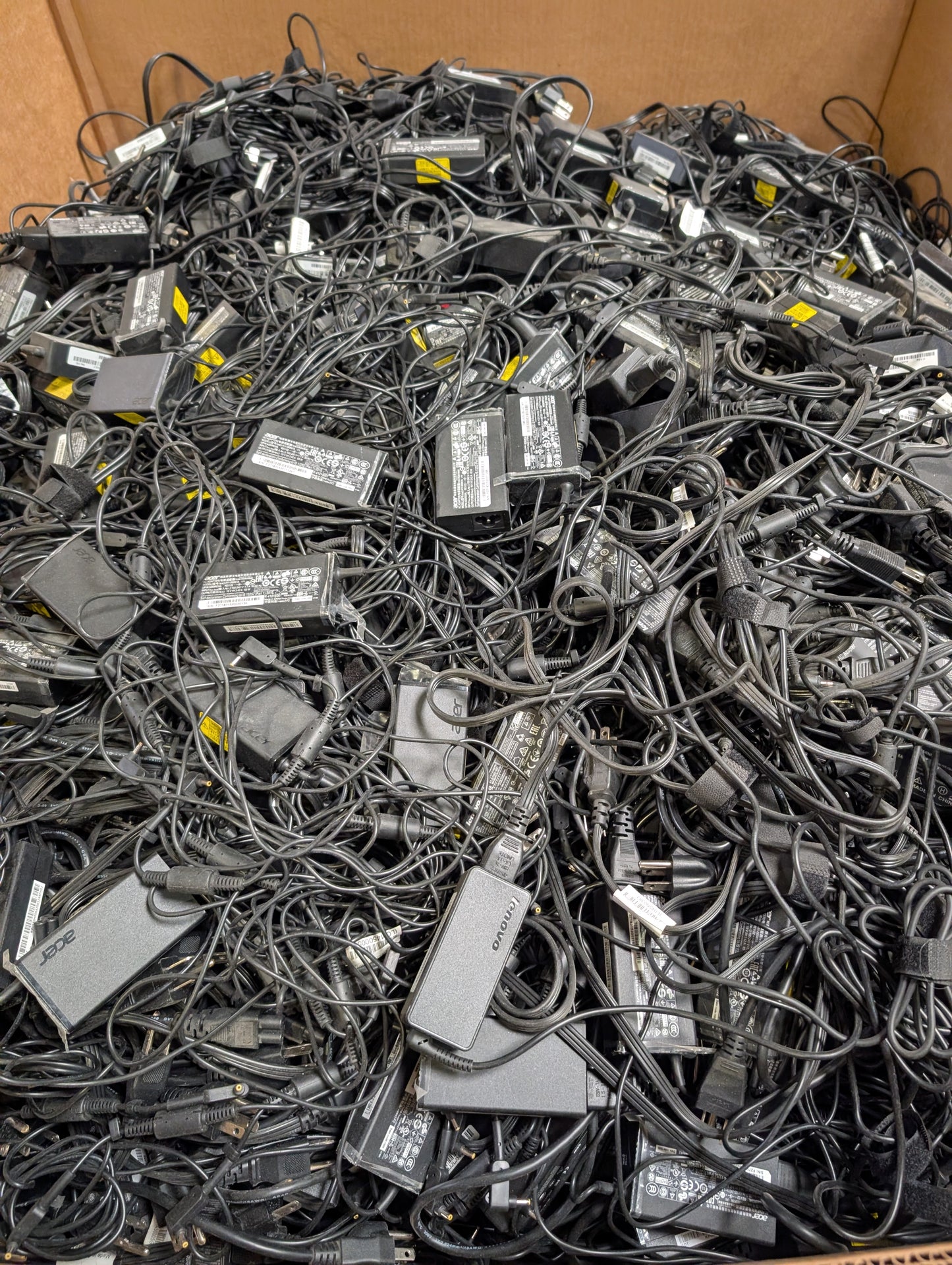 Bulk Lot: 45,000 Original OEM Laptop AC Adaptors – 20’ Container – Dell, Lenovo, Acer – No Scrap!