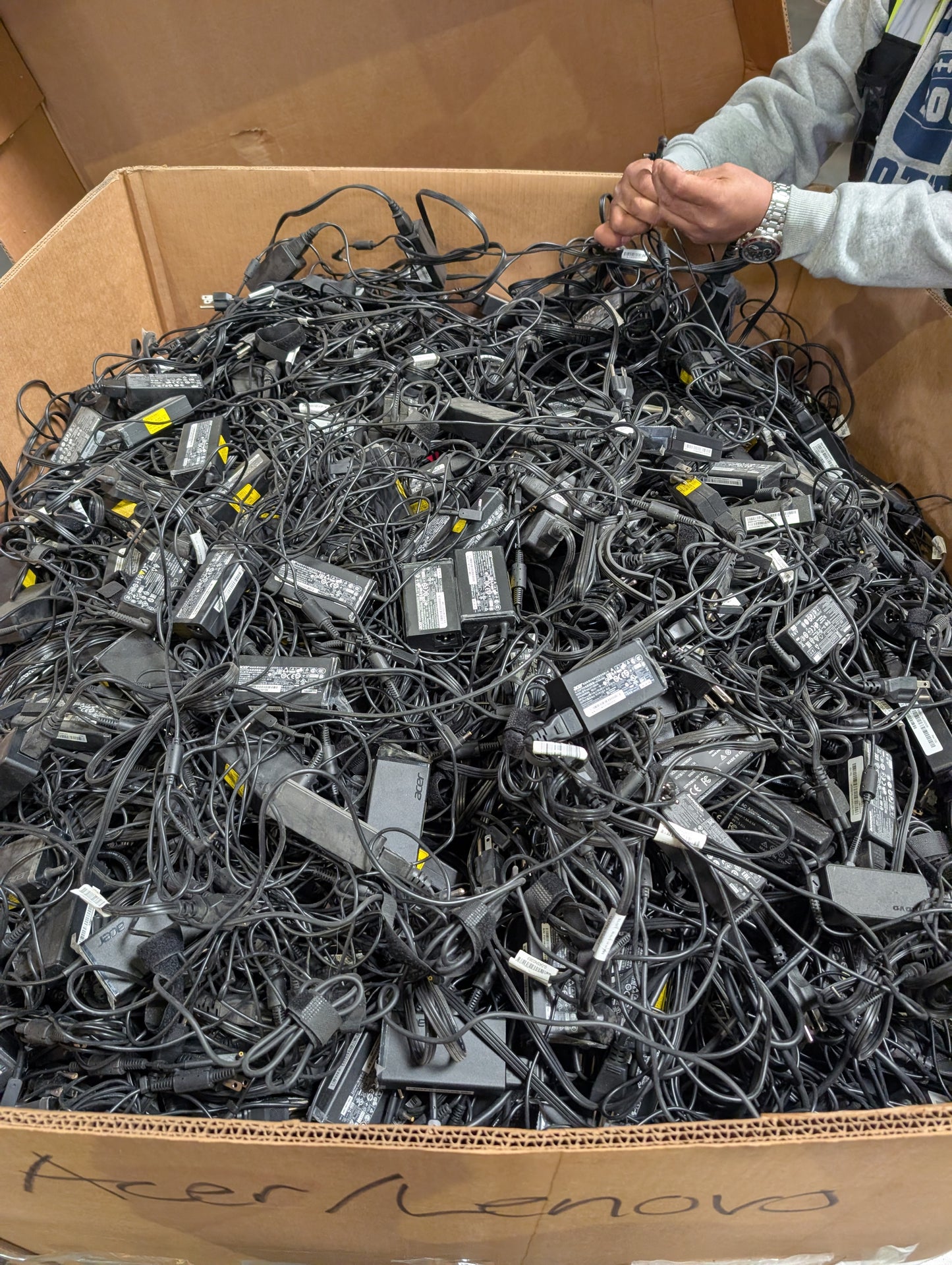 Bulk Lot: 45,000 Original OEM Laptop AC Adaptors – 20’ Container – Dell, Lenovo, Acer – No Scrap!