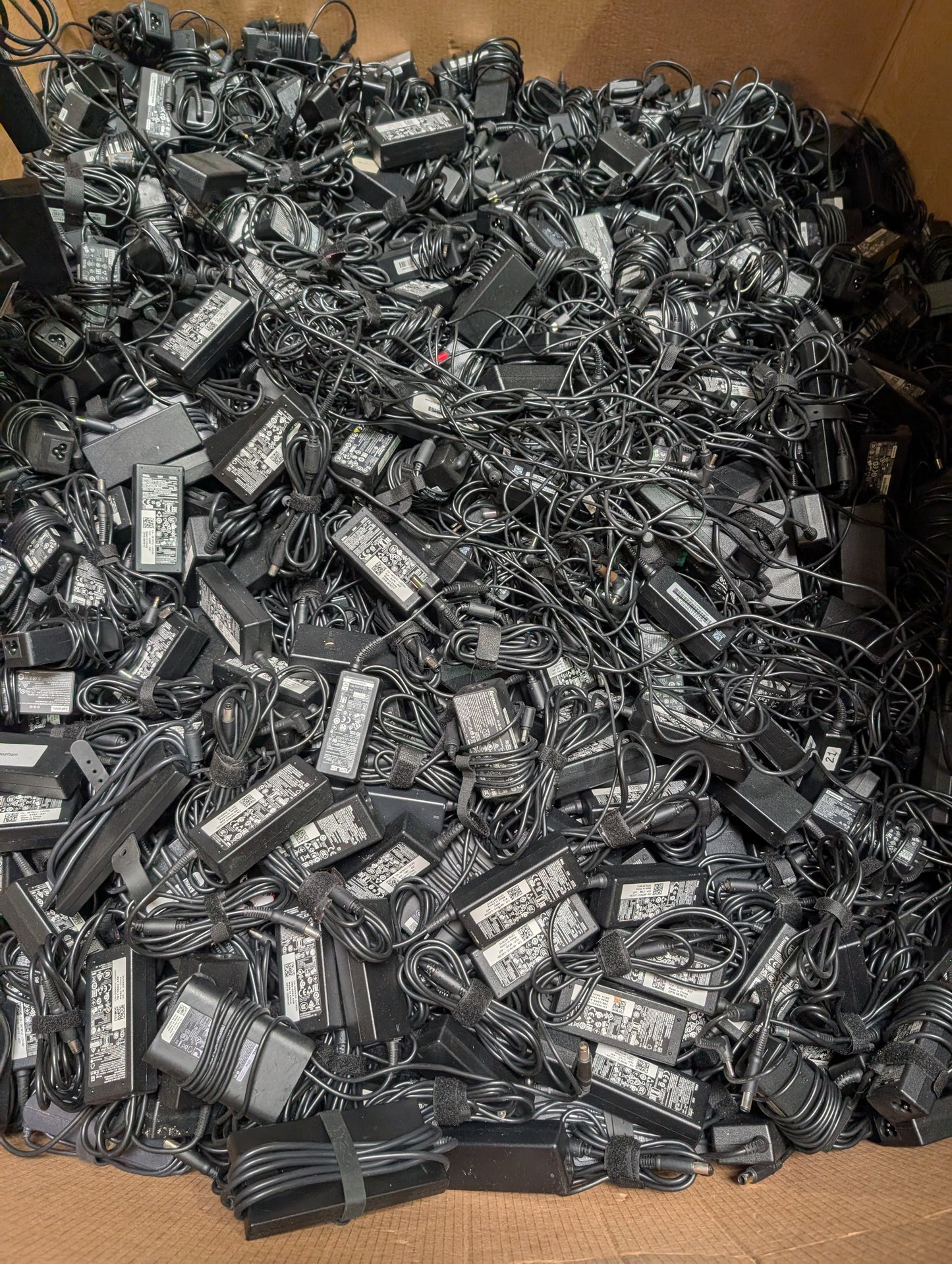 Bulk Lot: 45,000 Original OEM Laptop AC Adaptors – 20’ Container – Dell, Lenovo, Acer – No Scrap!
